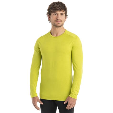 Icebreaker Merino 200 Oasis Long Sleeve Crewe Thermal Top Men Bio Lime