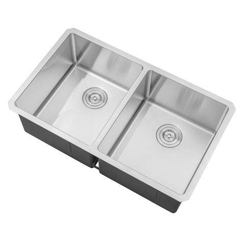 Undermount 16 Gauge Stainless Steel Double Bowl Kitchen Sink With 15mm Cbath