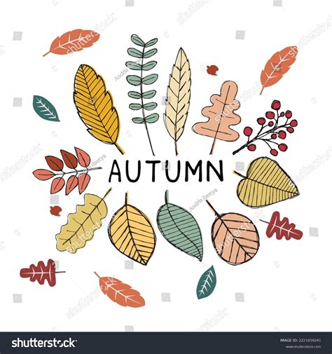 Autumn Hand Drawing Leaves Set Isolated Stock Vector (Royalty Free ...