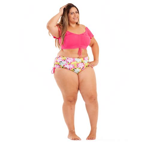 Biqu Ni Plus Size Cintura Alta E Top Cropped Bojo Em Promo O Na