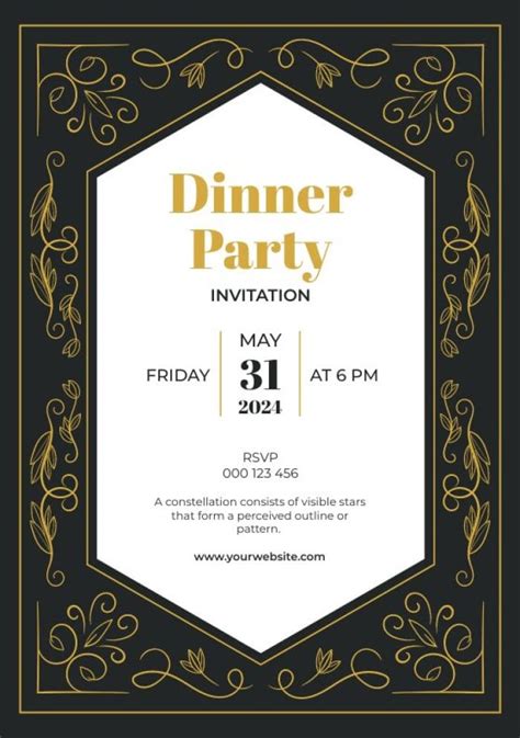 Personaliza este diseño de Invitación a una cena elegante y ornamental