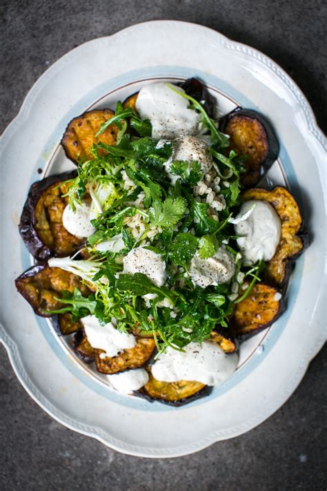 Roast Aubergine Herb And Grain Salad Donal Skehan Eat Live Go