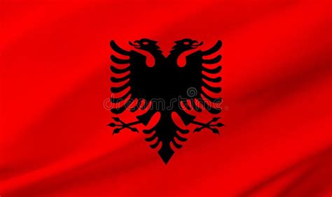 Albania Flag Background with Waving Fabric Texture Stock Illustration ...