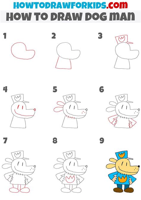 How to Draw Dog Man Step by Step - Easy Drawing Tutorial For Kids Comic ...