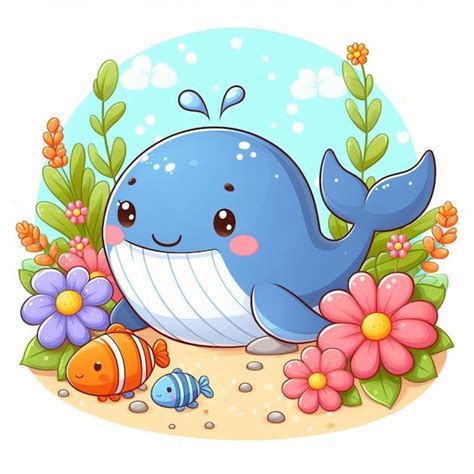 Premium Vector Cute Whales Fish Vector Cartoon Illustration