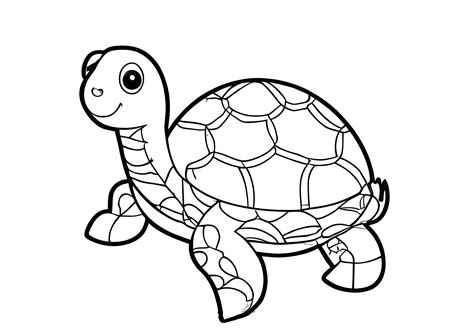 Dibujos Para Colorear Para Niños De Una Preciosa Tortuga Con Un Bonito Caparazón Páginas De