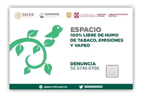 Señalamiento Espacio 100 Libre De Humo De Tabaco 20x30