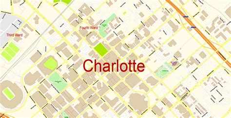 Charlotte North Carolina Cdr Map Vector Grande Exact City Plan Detailed