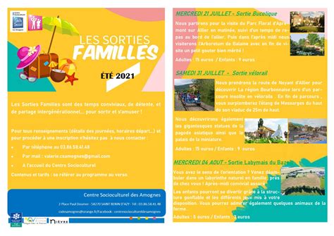 Sorties Familles De L T Centre Socioculturel Des Amognes