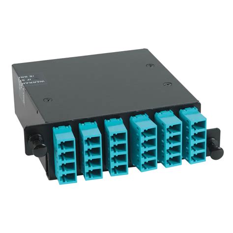 Hd Lc Mpo Fiber Optic Cassette With Aqua Multimode Adapters And G