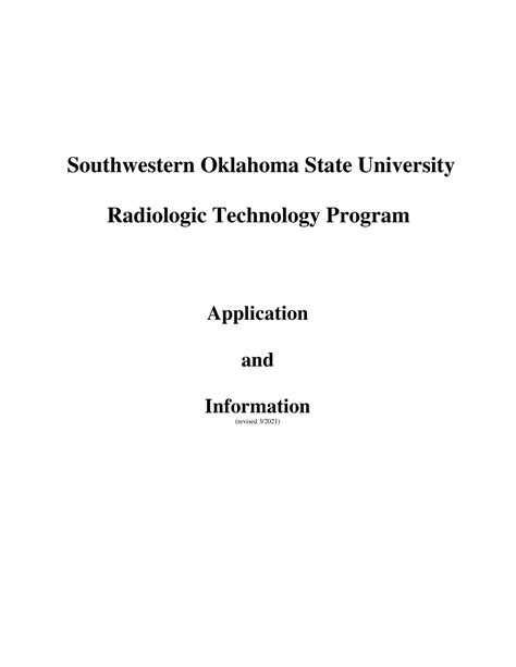 Radiologic Technology Application A Southwestern Oklahoma State University Radiologic