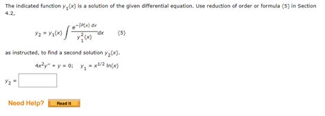 Solved The Indicated Function Y1 X Is A Solution Of The