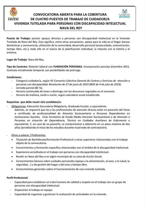 Oferta De Empleo En Nava Del Rey Convocatoria Abierta Para La