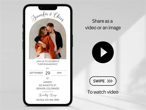 Digital Engagement Party Invitation, Animated Engagement Party Invite