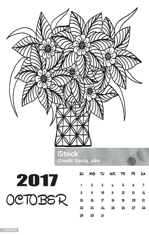 October Calendar Clip Art Black And White