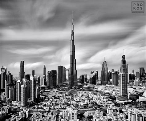 View Of Burj Khalifa And Dubai I Black And White Cityscape Prokos