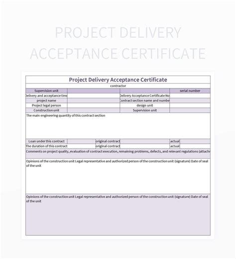 Project Delivery Acceptance Certificate Excel Template And Google