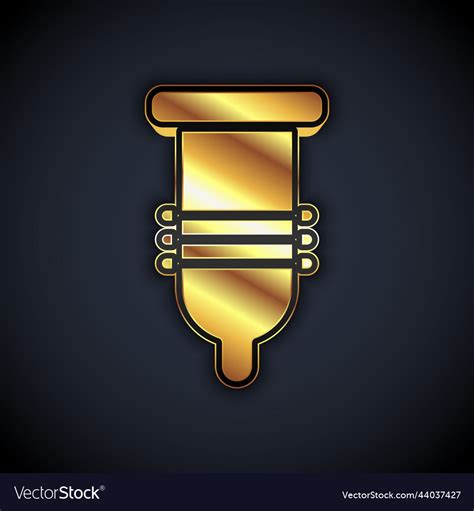 Gold Condom Safe Sex Icon Isolated On Black Vector Image