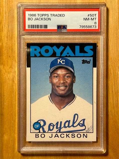 1986 TOPPS TRADED BO JACKSON ROOKIE CARD 50T PSA 8 NEAR MINT MINT