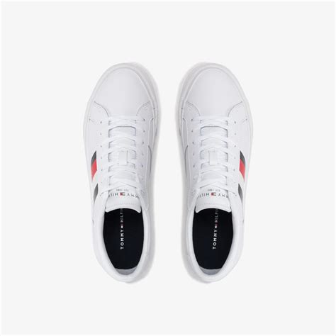 Tommy Hilfiger Core Stripes Vulc Leather Erkek Beyaz Spor Ayakkabı