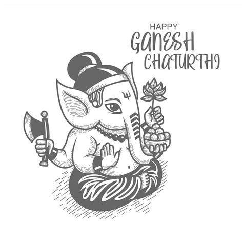 Premium Vector Hand Drawn Illustration Of Ganesh Chaturthi Line