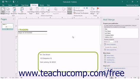 Publisher 2016 Tutorial Previewing A Merge Microsoft Training Youtube