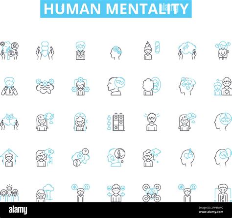 Human mentality linear icons set. Capacity, Perception, Emotion, Intelligence, Instinct ...