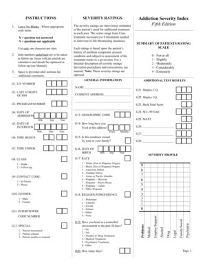 Fillable Online Addiction Severity Index Fifth Edition Fax Email Print