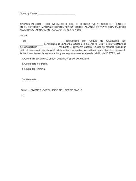 Modelo Solicitud Condonacion Pdf