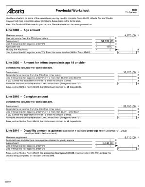 Fillable Online D Provincial Worksheet Alberta T General