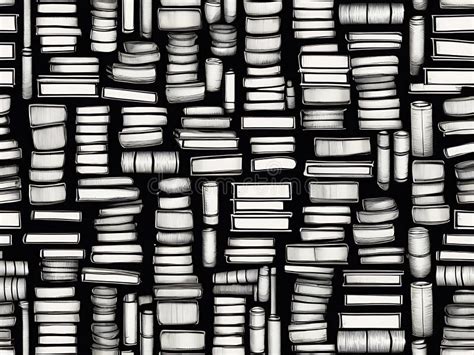 Illustration Made Of Black And White Books Like A Library Seamless