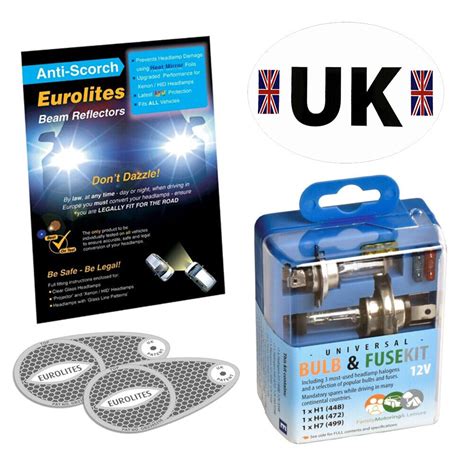 Headlight Deflectors Euro Europe Travel Bulb Kit Uk Sticker Driving