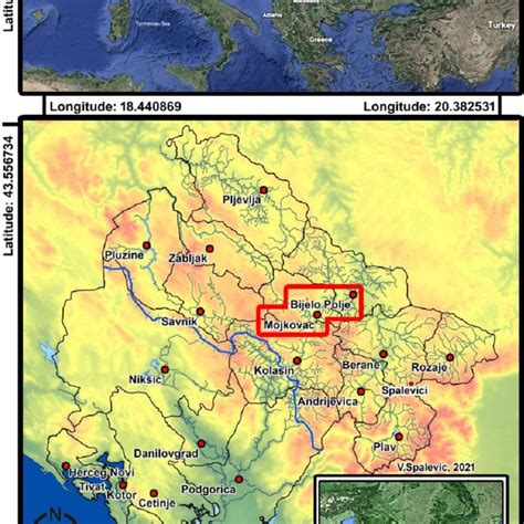 Position Of The Study Areas Bijelo Polje And Mojkovac Montenegro