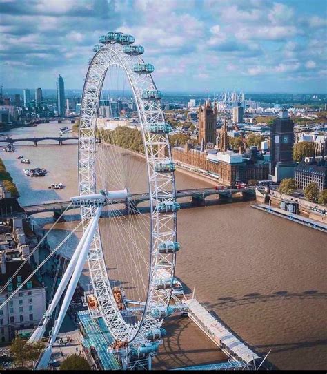 Aerial View of Stunning Ferris Wheel and Cityscape