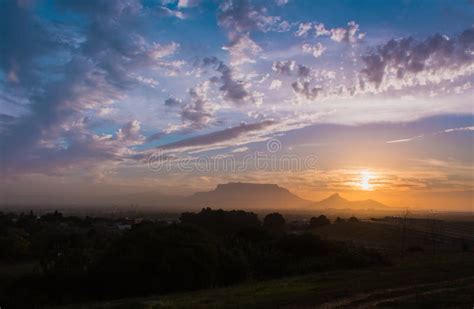 Table Mountain and Cape Town City at Sunrise, Cape Town, South Africa ...