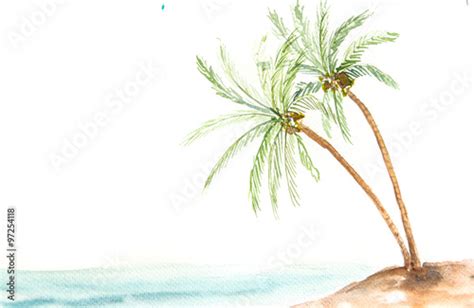 Coconut Tree Watercolor Painting Stock Illustration Adobe Stock