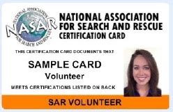 Certification Id Card National Association For Search And Rescue