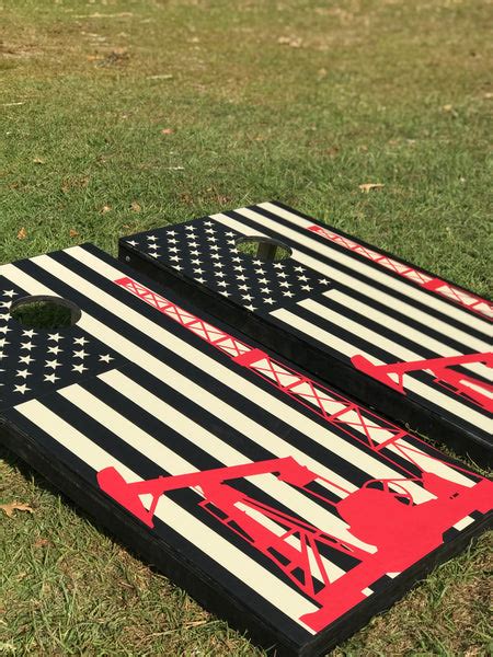 Oil Field American Flag Cornhole Set With Bean Bags Cornhole By Blake