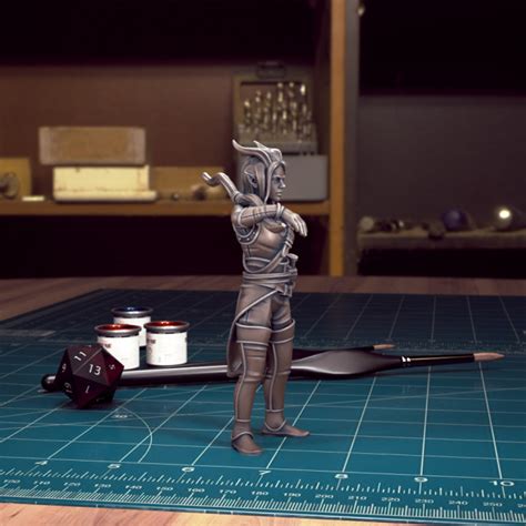 3D Printable DnD Heroes Tiefling Ranger Female Pre Supported By