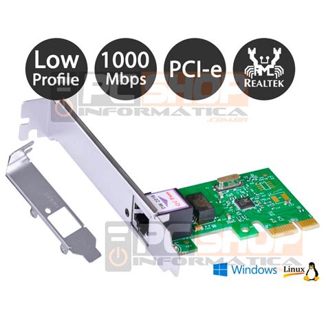 Placa De Rede Gigabit 10 100 1000Mbps PCI Express Low Profile