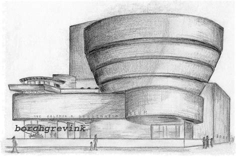 The Guggenheim Museum NYC FLW Original Pencil Sketch 1959 Croquis