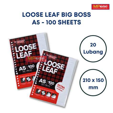 Jual Loose Leaf Isi Binder Ukuran A5 Big Boss 100 Sheets Shopee