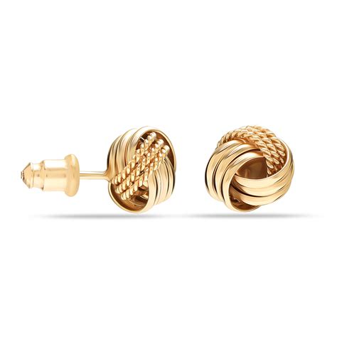 LeCalla 925 Sterling Silver Yellow Gold Plated Love Knot Stud Earrings