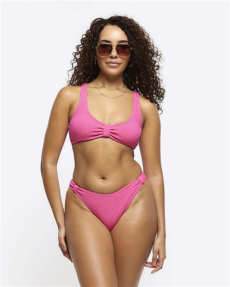 Pink Knot Cami Bikini Top River Island