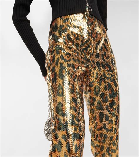 Sequined High Rise Slim Pants In Multicoloured Rabanne Mytheresa