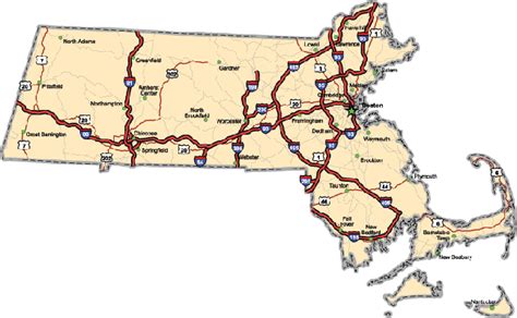 Highway Map Of Massachusetts - Tourist Map Of English