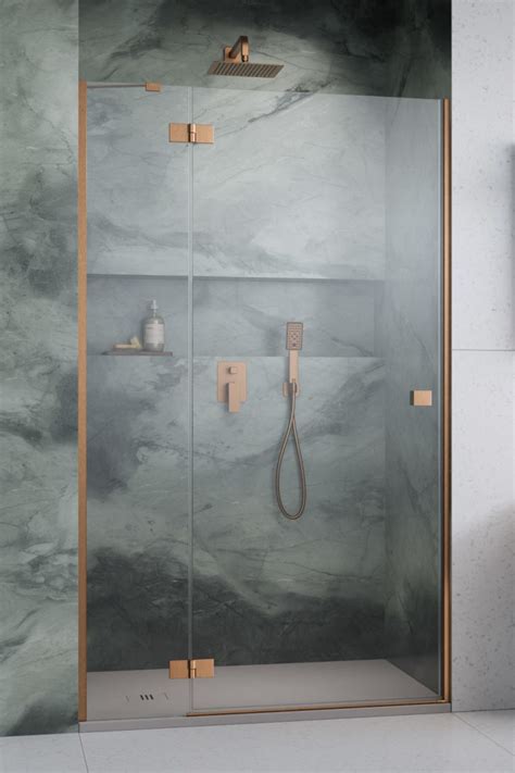 Essenza 8 Brushed Copper DWJ Recess Door Shower Door Radaway