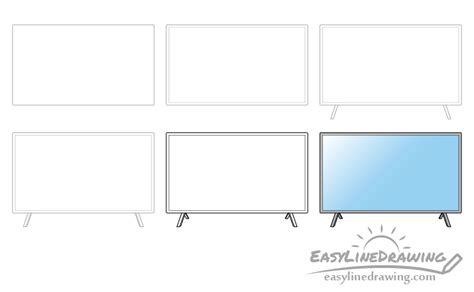 How to Draw a Television Step by Step - EasyLineDrawing