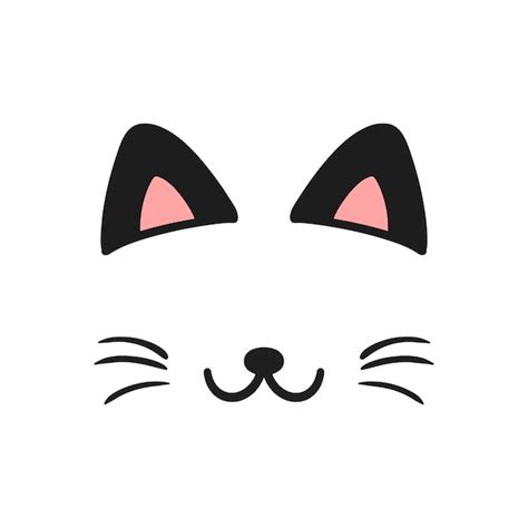 Premium Vector A White Cat With Pink Eyes And Black Ears