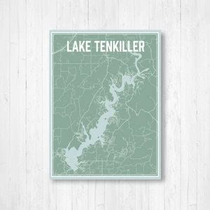 Lake Tenkiller Oklahoma Street Map Print Lake Tenkiller - Etsy